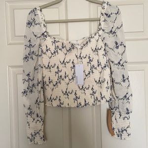 Reformation Emmaline Top Blue floral print
